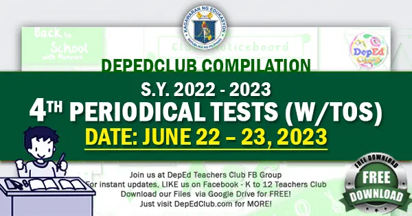 Grade K Th Quarter Periodical Test All Subjects Deped Teachers