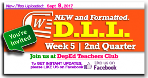 week 5 daily lesson log