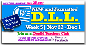 Week 5 - 3rd Quarter - Daily Lesson Log