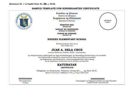 Sample Template For Kindergarten Certificate - The Deped Teachers Club