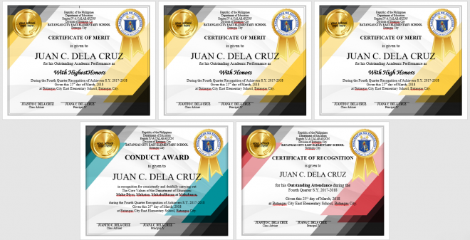 certificates for recognition