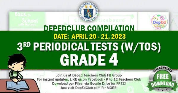 Grade 4 3rd Periodical Tests With Tos Sy 2022 2023 8517