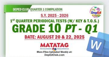grade 10 melc Matatag 1st Periodical Tests with tos and key download