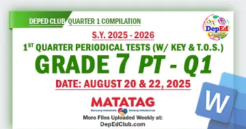 grade 7 Matatag 1st Periodical Tests with tos and key download