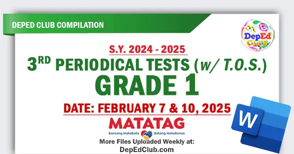 grade 1 Matatag 3rd Periodical Tests