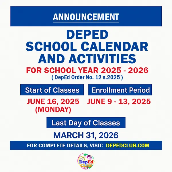 Deped Calendar SY 2025 - 2026