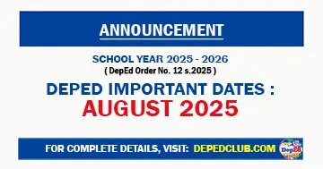 DepEd August 2025 calendar events sy 2025 - 2026