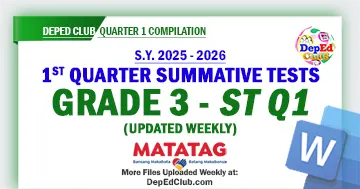 Grade 3 MATATAG Summative Test Quarter 1 Weeks 1–8 with Answer Keys in DOCX