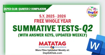 Free Summative Tests Quarter 2 with Answer Keys (Grades 1–10 | SY 2025–2026)