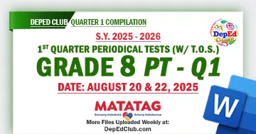 grade 8 first quarter exam with answer key deped download